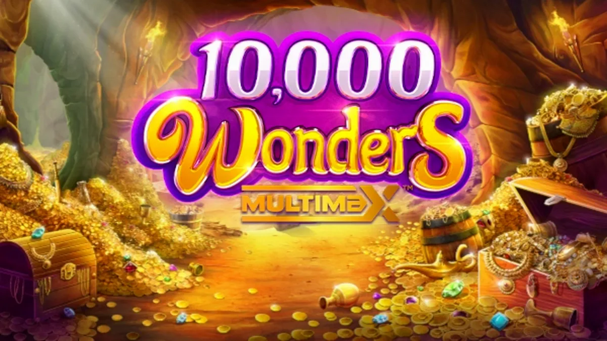 Interface visual do jogo 10,000 Wonders Multimax da ReelPlay